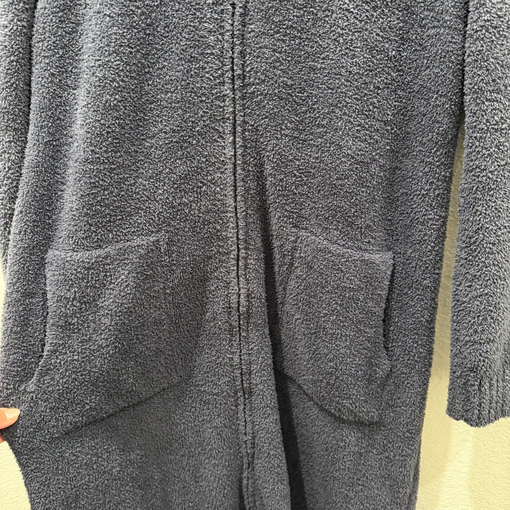 Barefoot Dreams CozyChic Long Zip Up Robe Starfish Zipper Gray SM - Picture 5 of 5